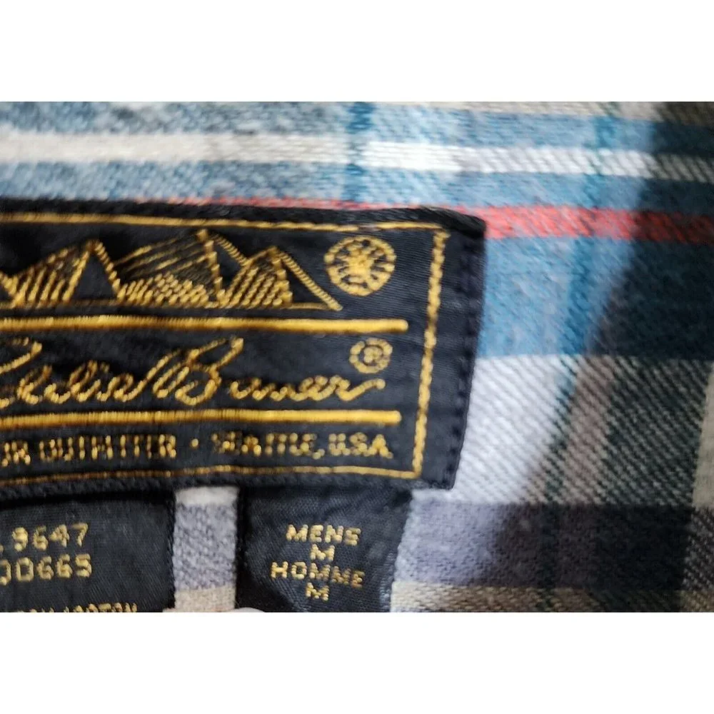 Vintage Eddie Bauer Jacket Shirt Mens Large Shacket Plaid Flannel Lined USA Made
